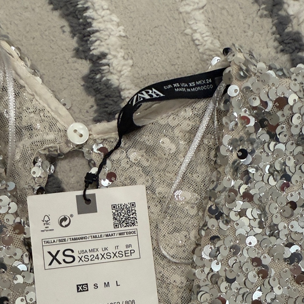 Zara Silver Sequin knotted Jumpsuit Romper - Picture 3 of 8